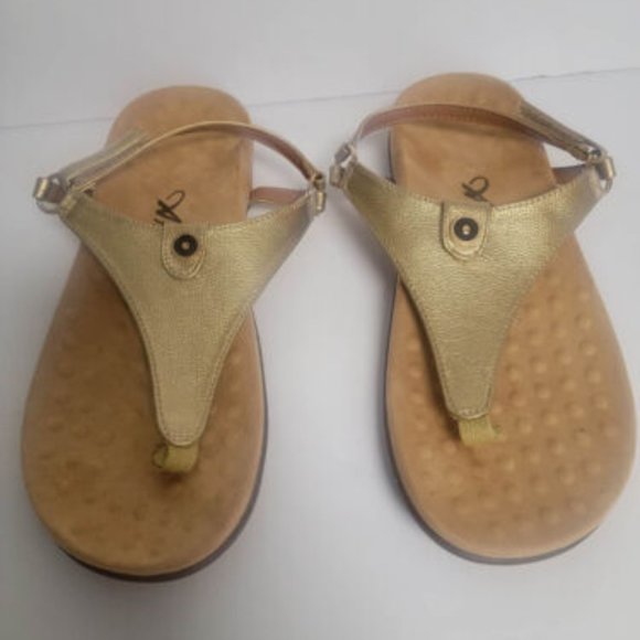 Athlefit Women's Comfortable Orthopedic Sandals Thong Dressy T-Strap SIZE 9 GOLD - Picture 1 of 15